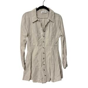 Sovere Linen Cotton Cream Pleated Mini Dress Size Small US 4 AUS 8